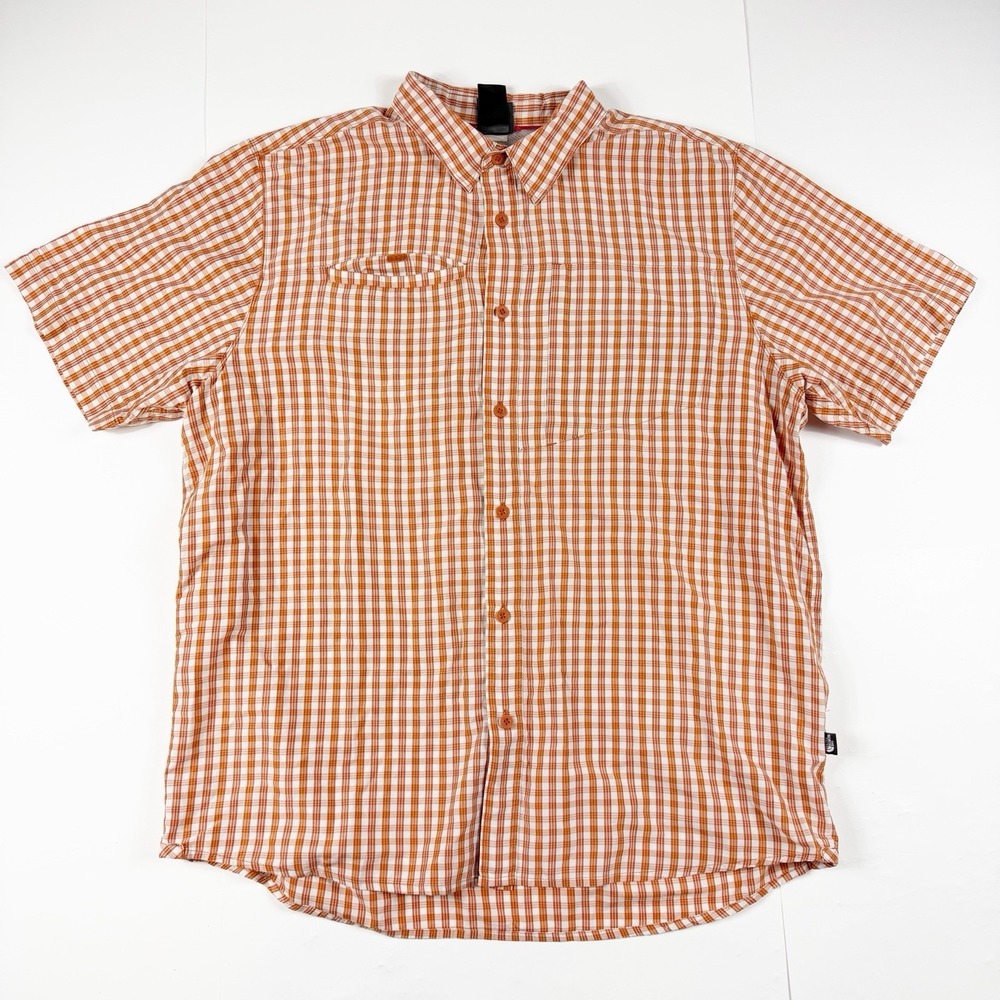 The North Face Men's Short Sleeve Button Down Shirt Checkered‎ Orang White XL